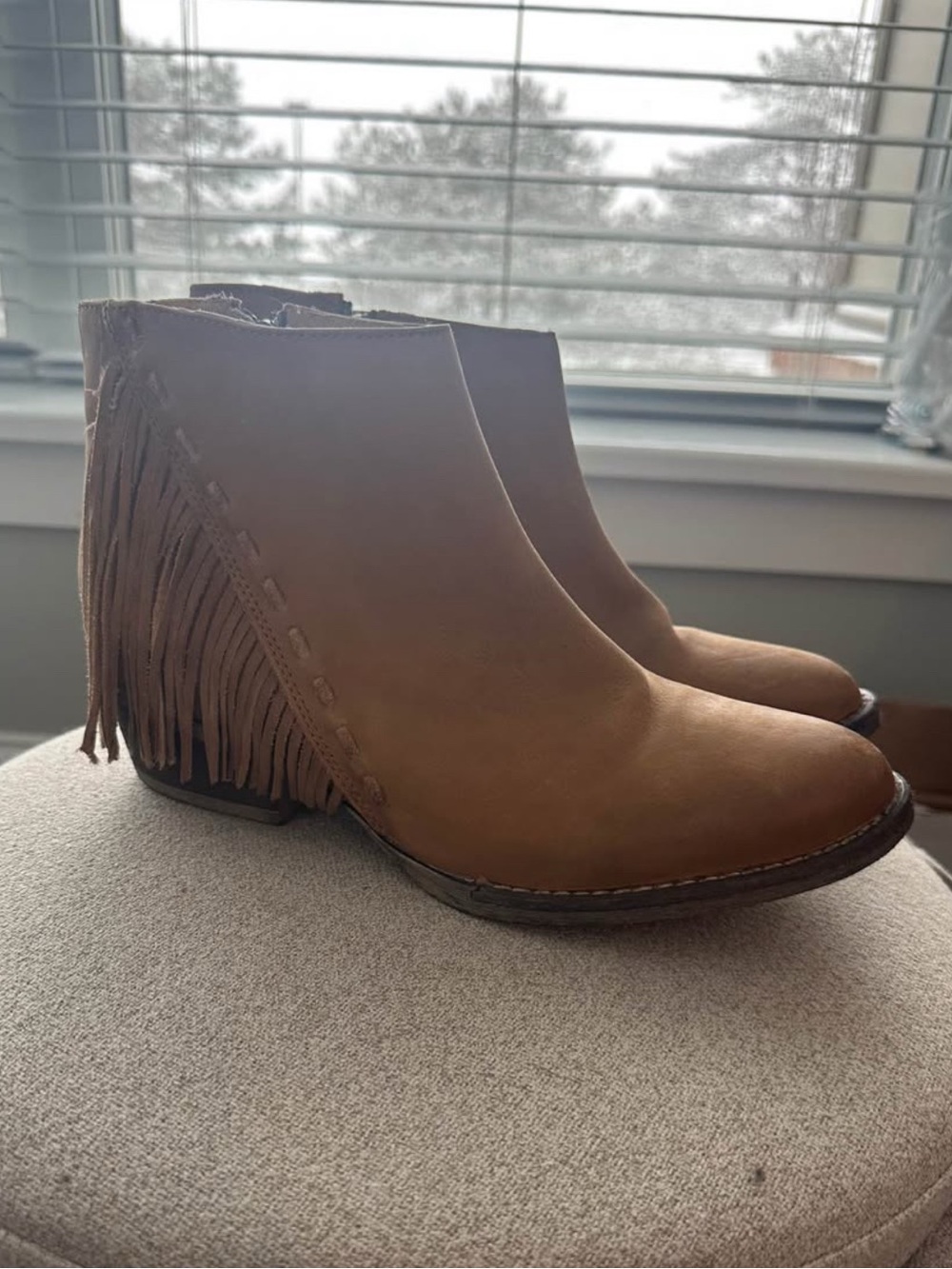 Circle G Tan Suede Fringe Ankle Booties